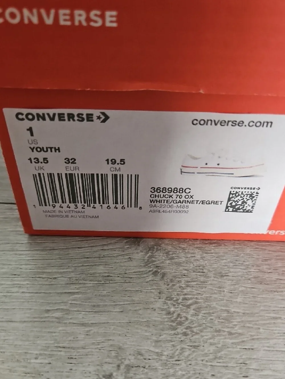 Converse Kid's White Low-Top Canvas Sneakers with Red Accent